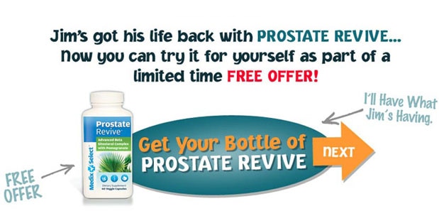 Jim's got his life back with PROSTATE REVIVE... Now you can try it for yourself as part of a limited time FREE OFFER!  Get Your Bottle of PROSTATE REVIVE - Click Here